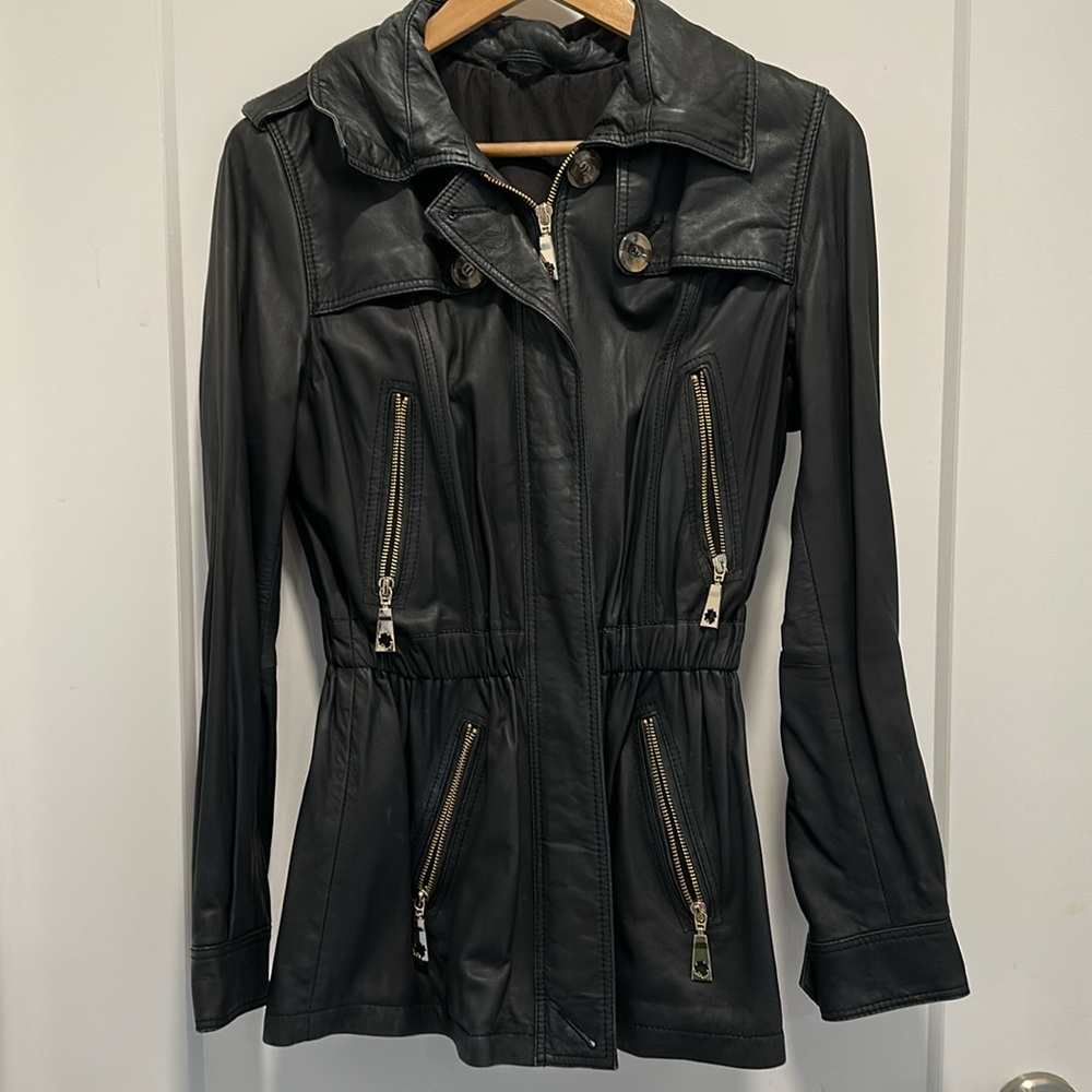 Burberry Black and Gold Leather Jacket